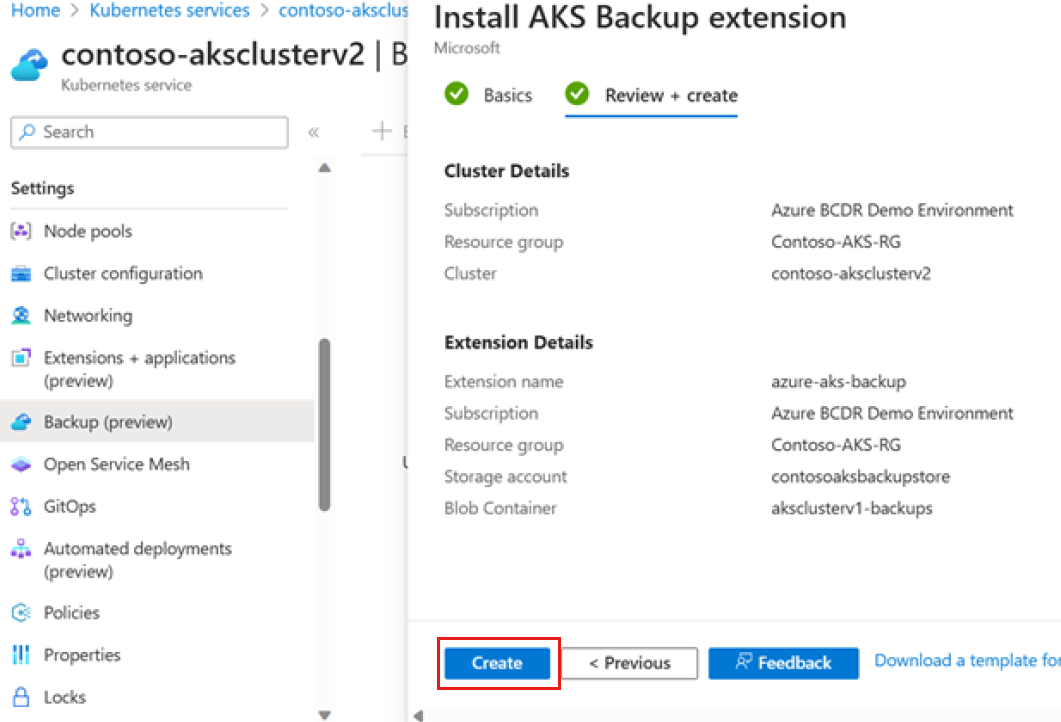 Captura de tela mostra como revisar e instalar a extensão de backup.