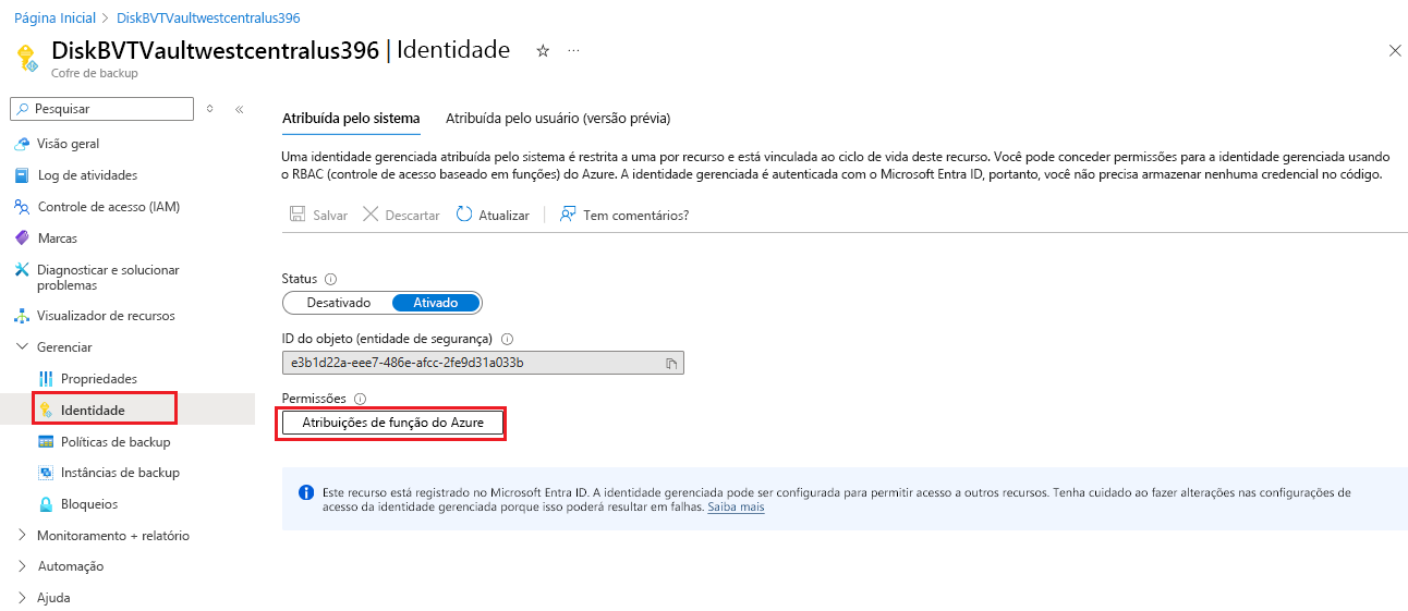 Selecionar atribuições de função do Azure