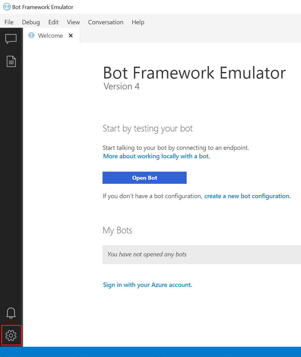 Botão de configurações do emulador