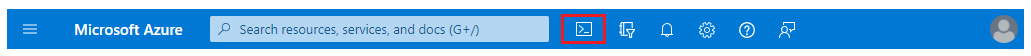 Captura de tela que mostra o ícone do Cloud Shell no portal do Azure.