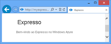 Um navegador da web exibindo Bem-vindo ao Express no Azure