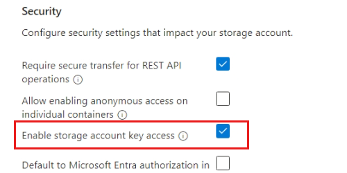 Screenshot of the 'Create a storage account' page's 'Advanced' tab in the Azure portal.