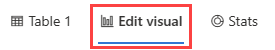 Captura de tela da guia editar visual na grade de resultados na interface do usuário da Web do Azure Data Explorer.