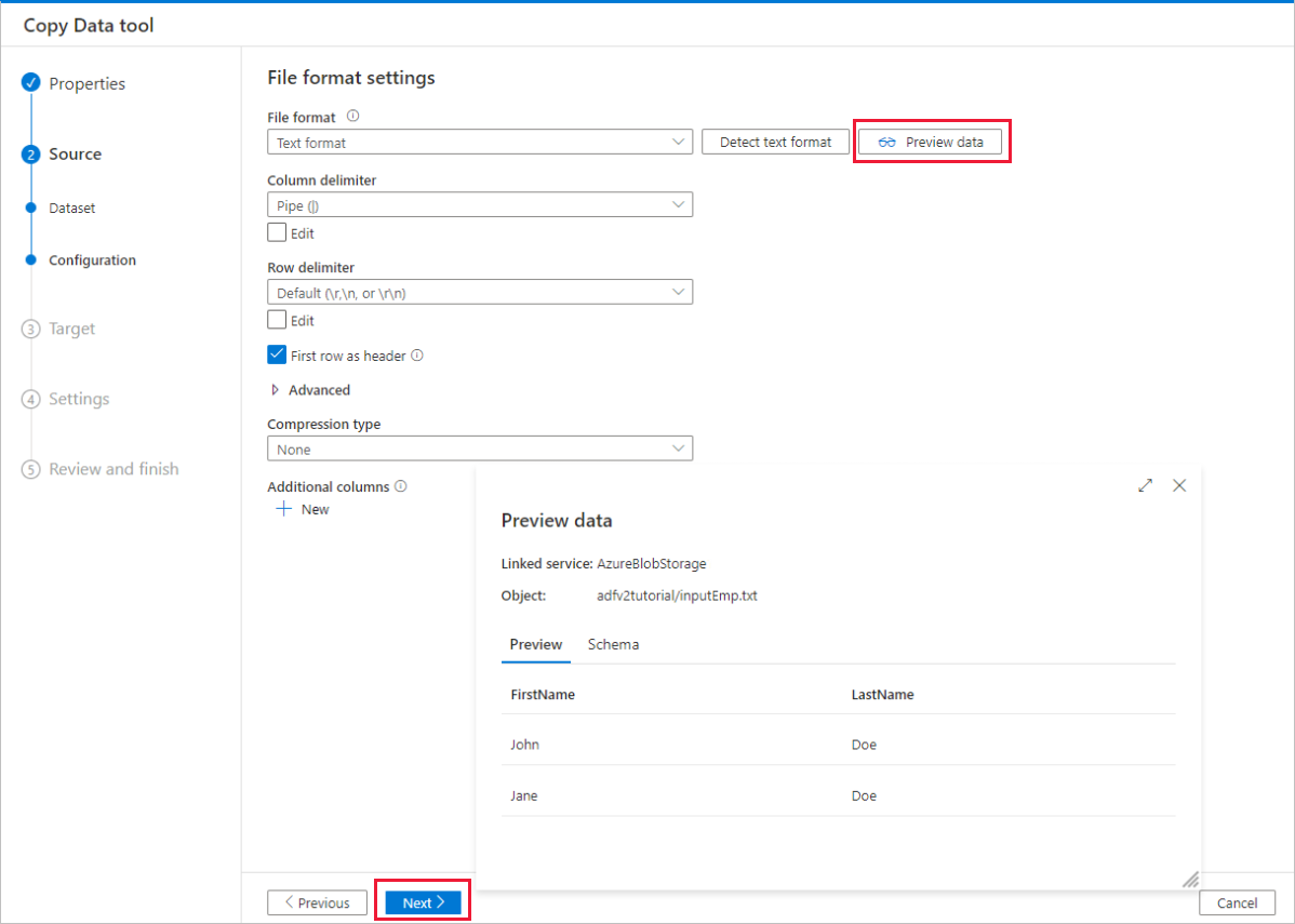 Captura de tela das configurações de formato de arquivo.