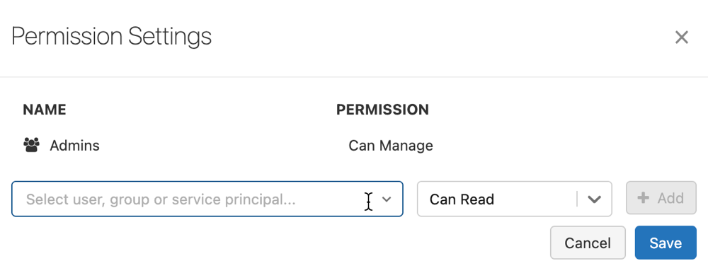 Alterar permissões de modelo do MLflow