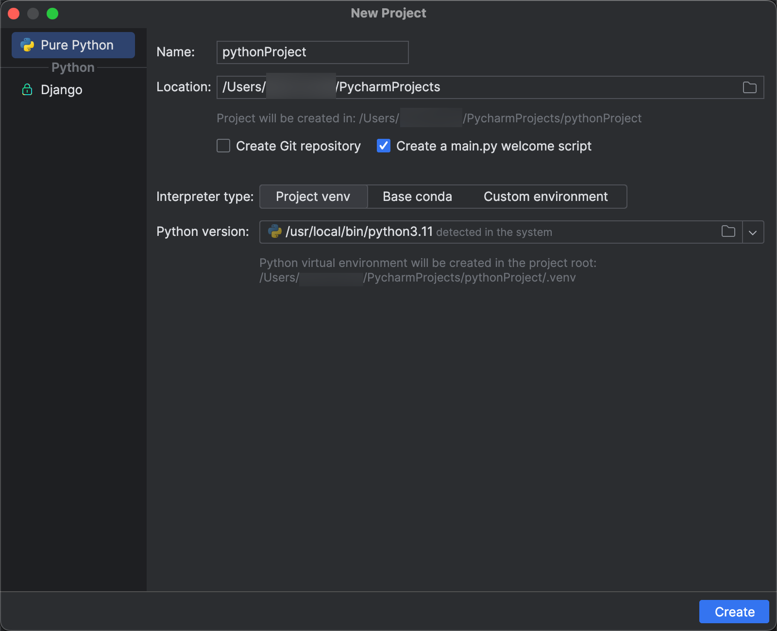 Criar o projeto no PyCharm