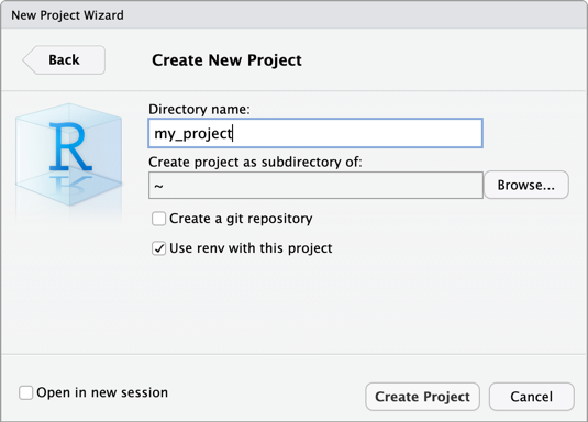 Criar o projeto do RStudio Desktop