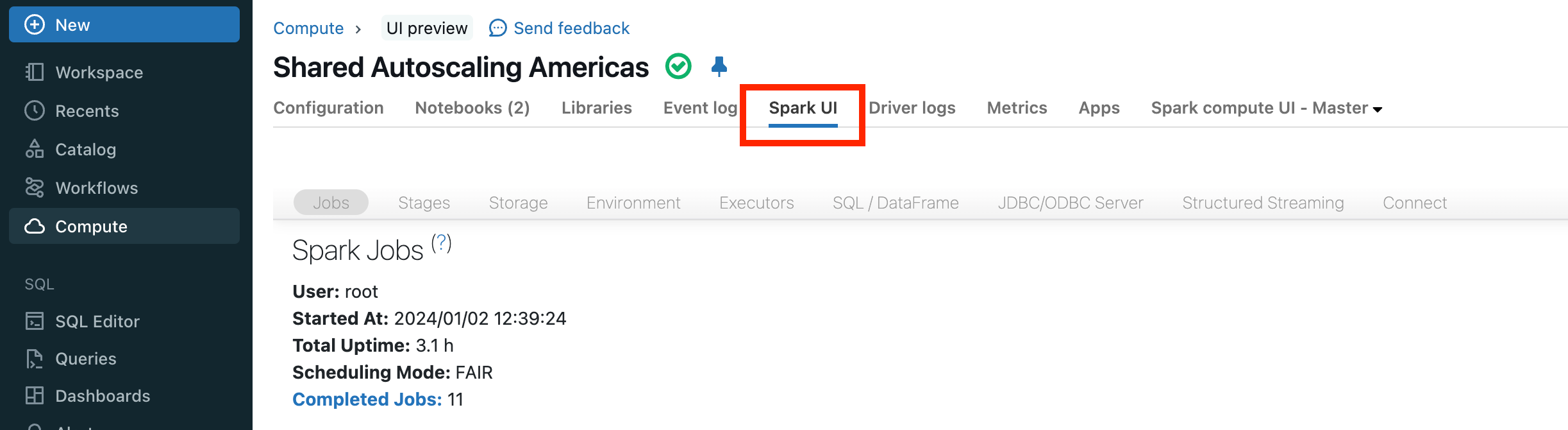 Navegar até a interface do usuário do Spark