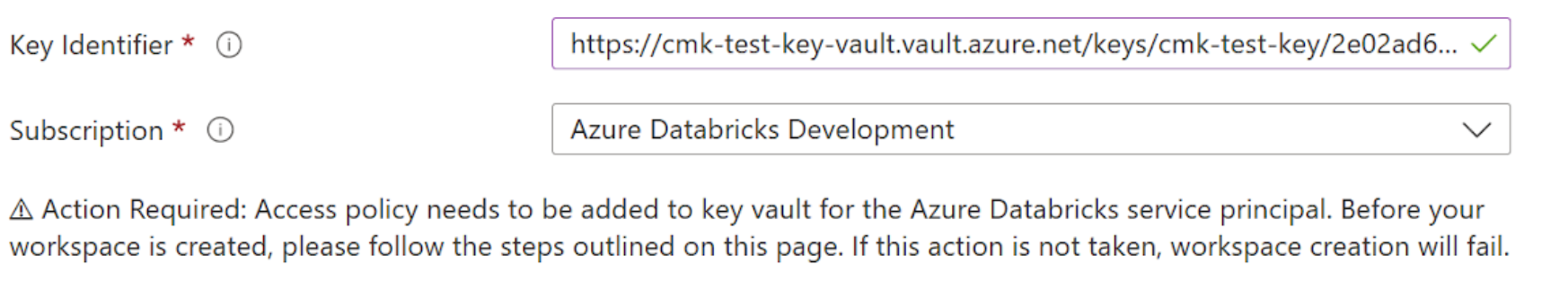 Mostrar campos na seção Managed Disks da folha do Azure Databricks