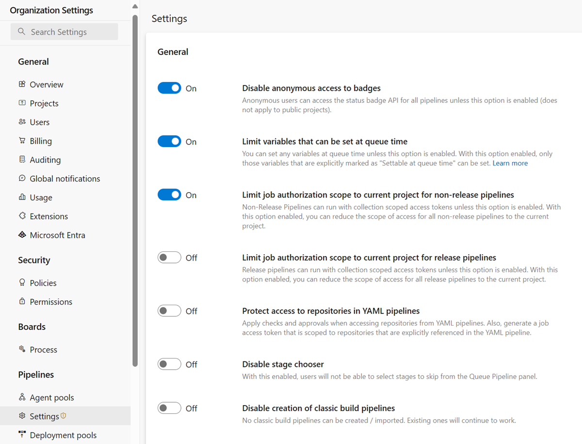 Captura de tela da interface do usuário do escopo de autorização do trabalho