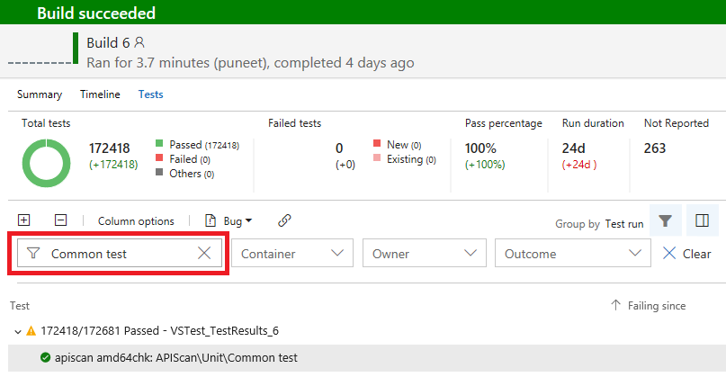 Filtrar teste por nome do teste