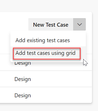 Adicionar casos de teste usando grade.