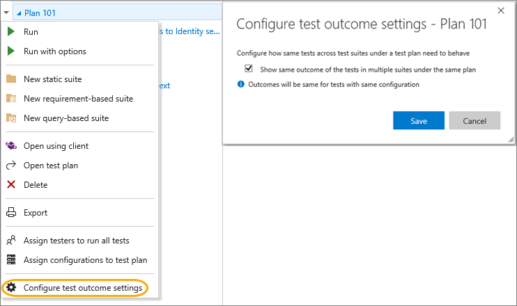 Configurar os resultados de teste