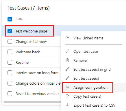 A captura de tela mostra a opção do menu Atribuir configuração.