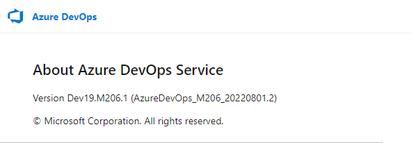 Captura de tela Sobre para Azure DevOps Services.