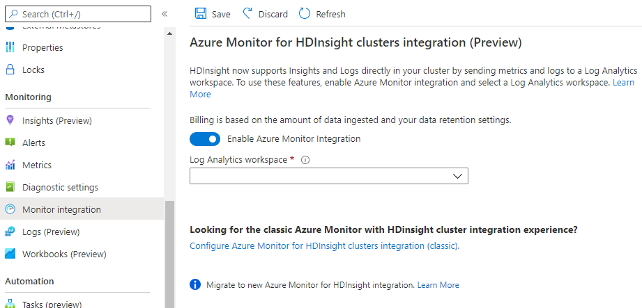 Habilite o monitoramento para clusters do HDInsight.