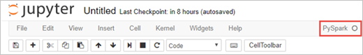 Screenshot shows a Jupyter window with a PySpark indicator.