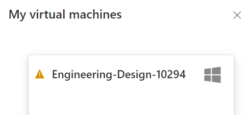 Captura de tela mostrando um alerta ao lado do nome da VM do laboratório.