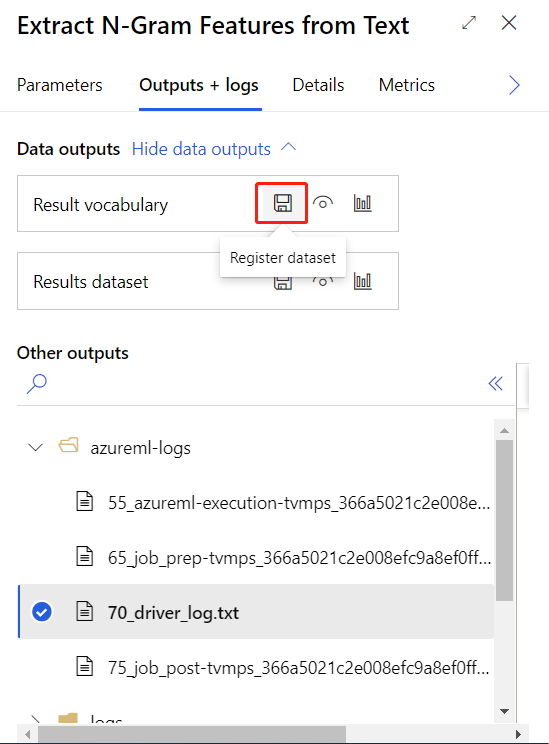 registrar o conjunto de dados