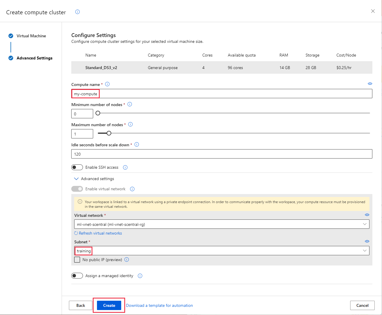 Captura de tela do formulário de configuração.