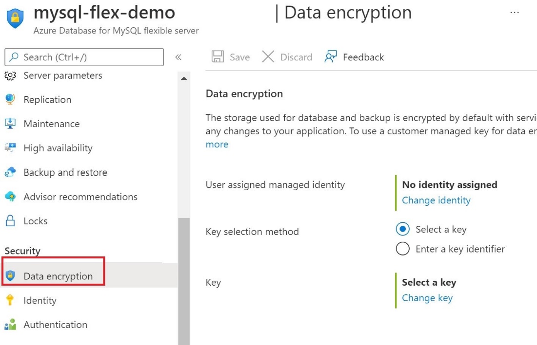 Captura de tela da página de criptografia de dados.