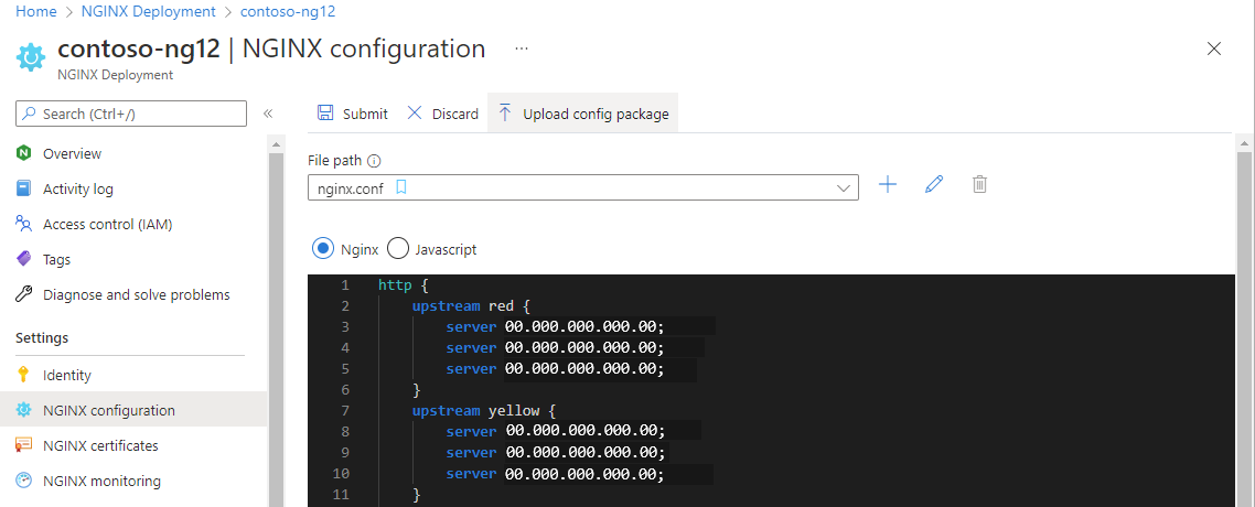 Captura de tela do arquivo de configuração (.CONF) para upload.