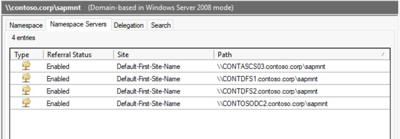 Visão geral dos servidores de Namespace existentes