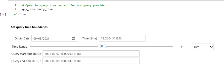 Captura de tela da configuração de parâmetros de tempo padrão para consultas.