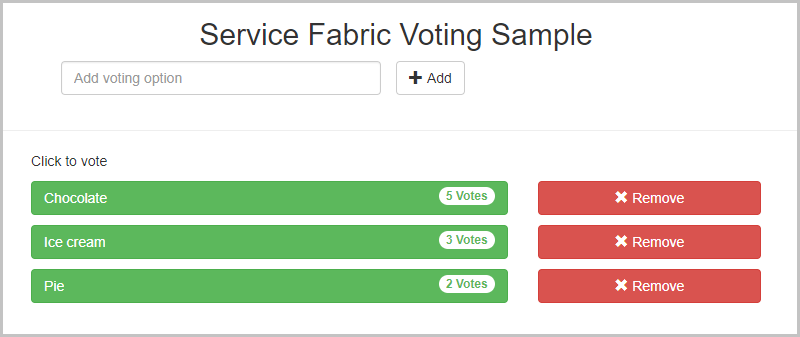 Captura de tela que mostra um exemplo de votação para tipos de sobremesa.