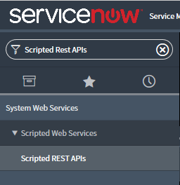 A seção “Serviço Web com Script” no ServiceNow