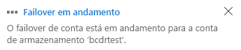 Captura de tela mostrando a mensagem de failover em andamento.