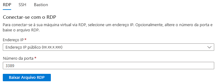 Captura de tela mostrando como se conectar ao R D P.