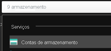 Mostra onde você digitou o armazenamento na caixa de pesquisa do portal do Azure.