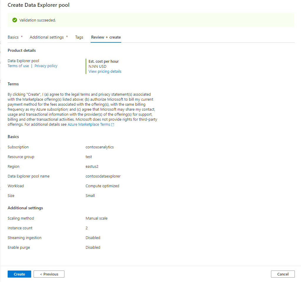 Criar um pool do Data Explorer no Synapse Studio