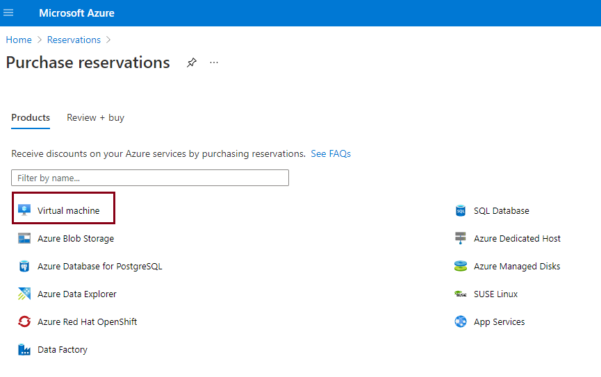 Captura de tela da interface para compra de reservas para VMs.