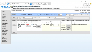 Página de Administração do Enterprise Server