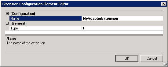 Extension configuration element editor