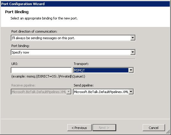 Image that shows the Port Binding dialog box.