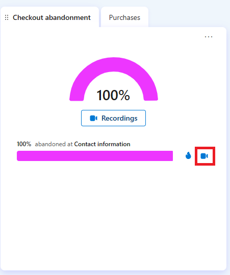 Select recordings on checkout abandonment step.