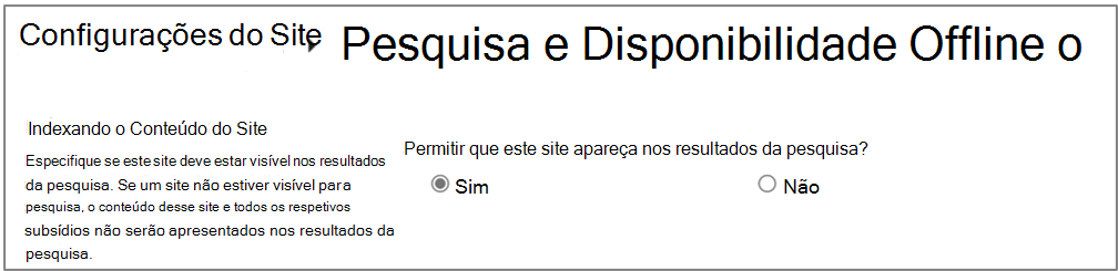 Definições de pesquisa do SharePoint no Microsoft 365.