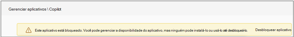 A aplicação Copilot Teams foi bloqueada pela política.