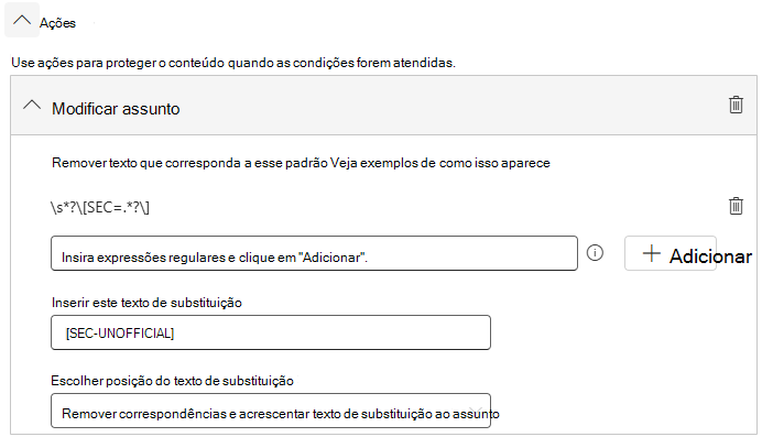 Exemplo de ação modificar regra do requerente.