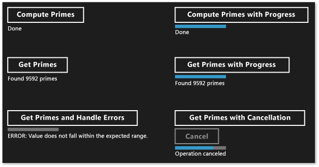 Aplicativo Windows Runtime Primes.