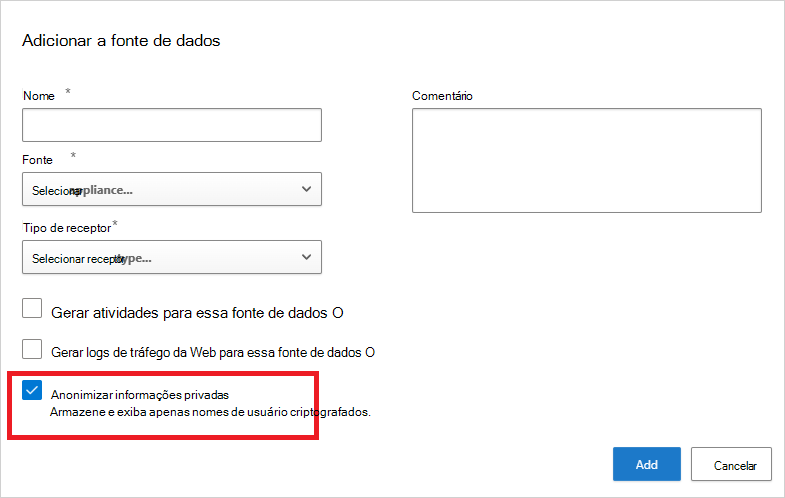 Tornar os dados de registo anónimos.