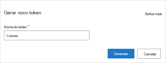 Defender para Aplicativos de Nuvem gera o token de API.