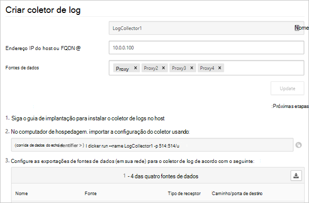 Comando Copiar execução do assistente do recoletor de registos.