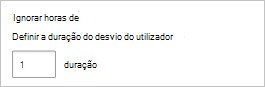 Captura de ecrã a mostrar como configurar a duração de ignorar.