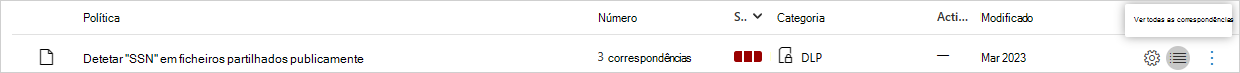 Captura de ecrã a mostrar as correspondências de PCI de exemplo.