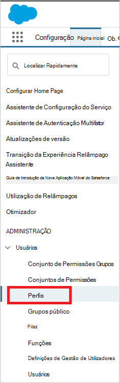 O Salesforce gere perfis de utilizadores.