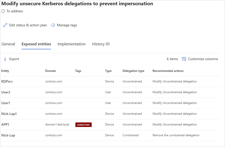 Remediação de delegação de Kerberos restrita.